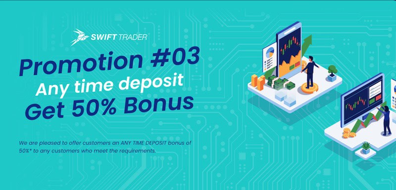Swift Trader - 50% Anytime Deposit Bonus